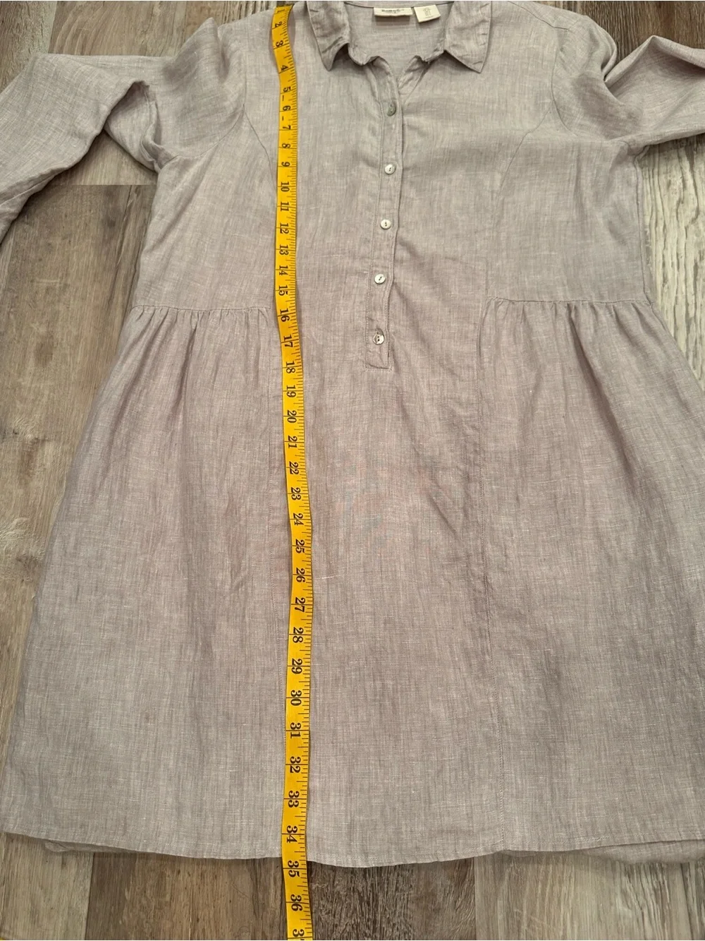 100% Linen Shirt Dress Long Sleeve MIDI Breathable Flowy Pockets Staple Sz S - Picture 7 of 14